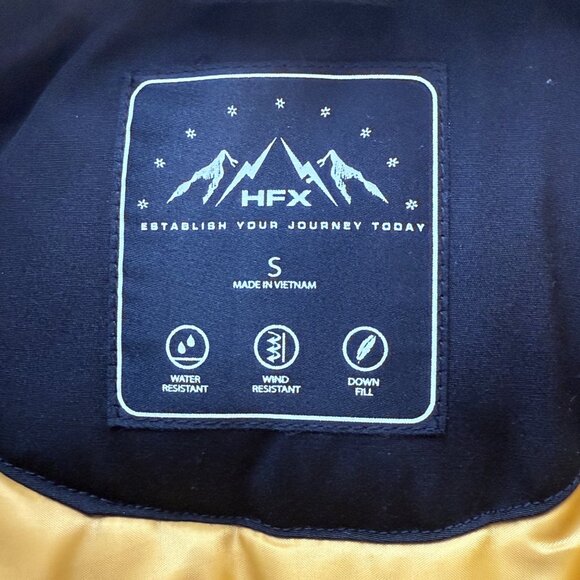 HFX Womens Long Down Coat Faux Fur Trim Hood Black Water & Wind Resistant Small - Picture 7 of 7